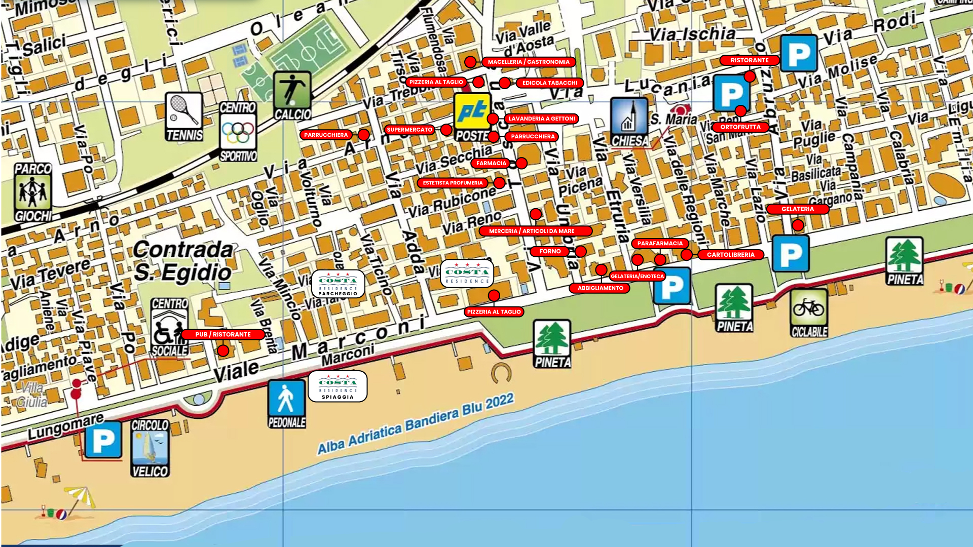 Mappa Servizi Alba Adriatica - Residence Costa